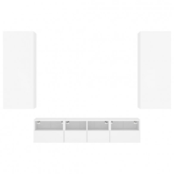 Unités murales TV 5 pcs blanc bois d'ingénierie