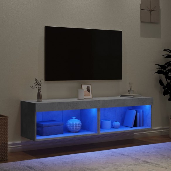 Meubles TV avec lumières LED 2 pcs gris béton 60x30x30 cm