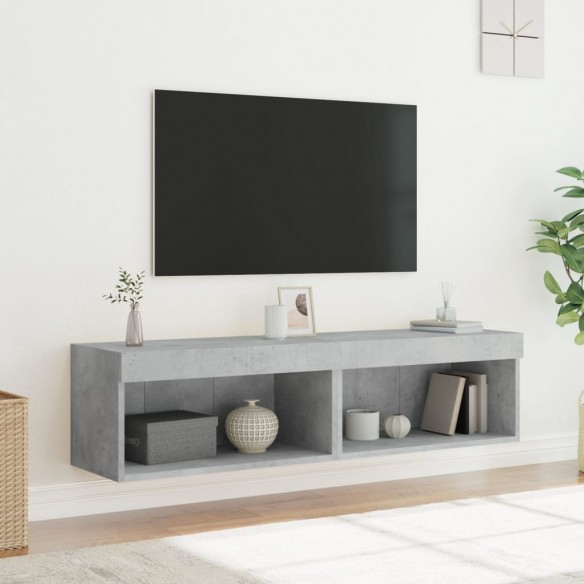 Meubles TV avec lumières LED 2 pcs gris béton 60x30x30 cm