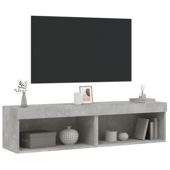 Meubles TV avec lumières LED 2 pcs gris béton 60x30x30 cm