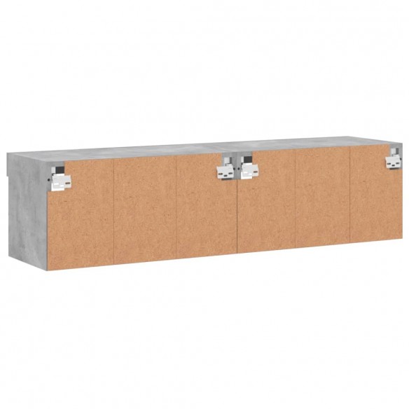 Meubles TV avec lumières LED 2 pcs gris béton 60x30x30 cm