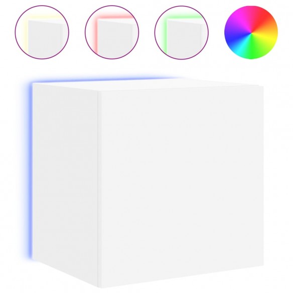 Meubles TV muraux avec lumières LED 2 pcs blanc 40,5x35x40 cm