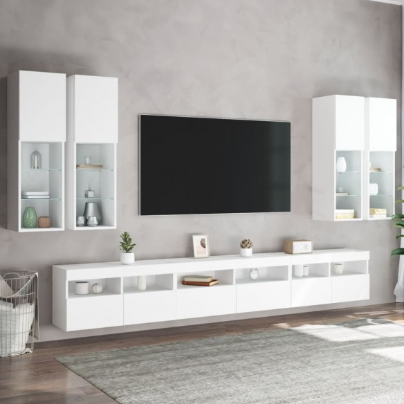 Ensemble de meubles TV muraux 7 pcs avec lumières LED blanc