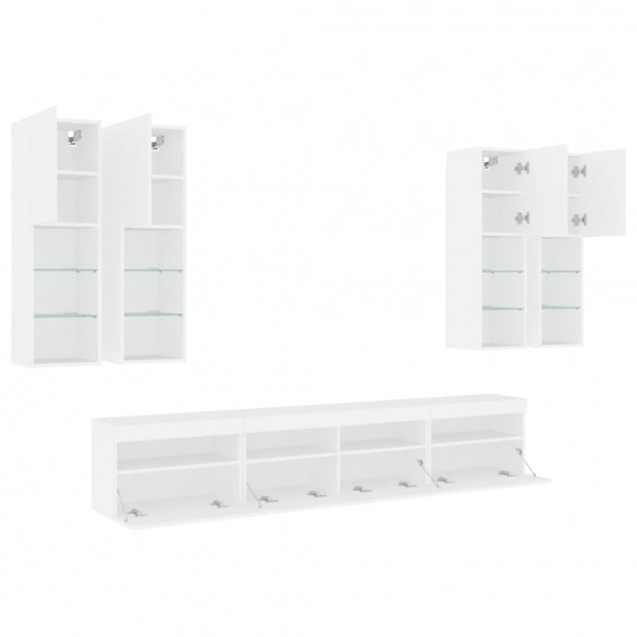 Ensemble de meubles TV muraux 7 pcs avec lumières LED blanc