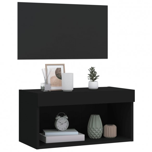 Meuble TV avec lumières LED noir 60x30x30 cm