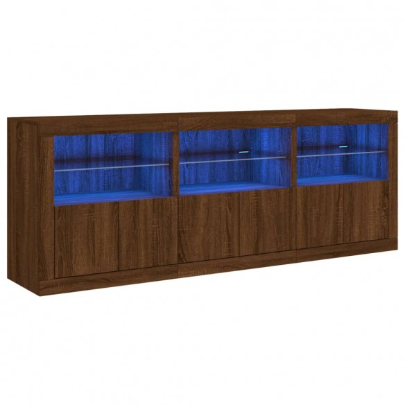 Buffet avec lumières LED chêne marron 181,5x37x67 cm