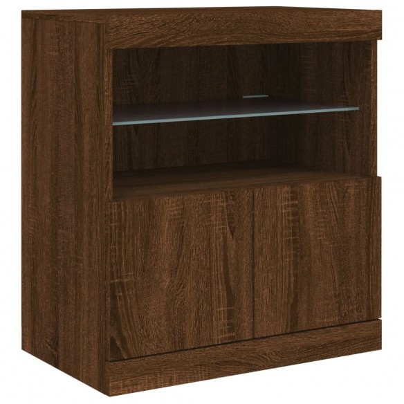 Buffet avec lumières LED chêne marron 181,5x37x67 cm