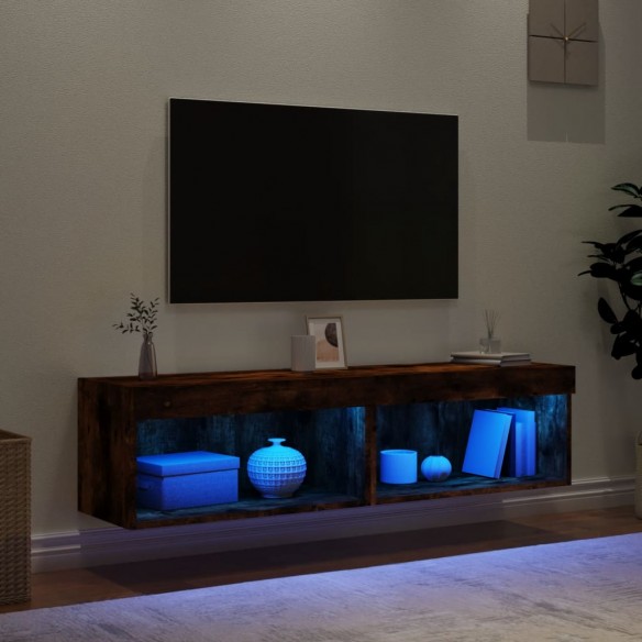 Meubles TV avec lumières LED 2 pcs chêne fumé 60x30x30 cm