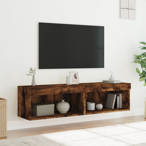 Meubles TV avec lumières LED 2 pcs chêne fumé 60x30x30 cm