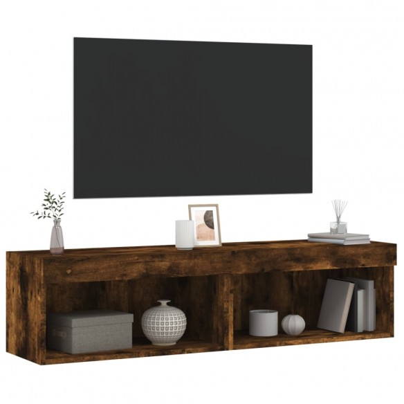 Meubles TV avec lumières LED 2 pcs chêne fumé 60x30x30 cm