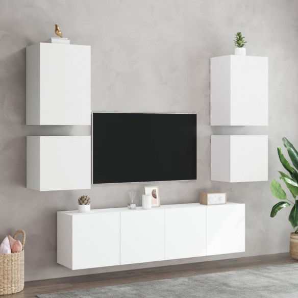 Meuble TV mural blanc 40,5x30x40 cm bois d'ingénierie