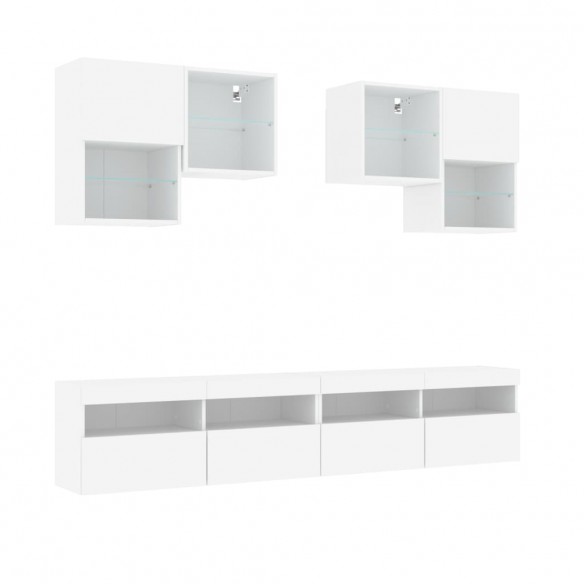 Ensemble de meubles TV muraux 6 pcs avec lumières LED blanc