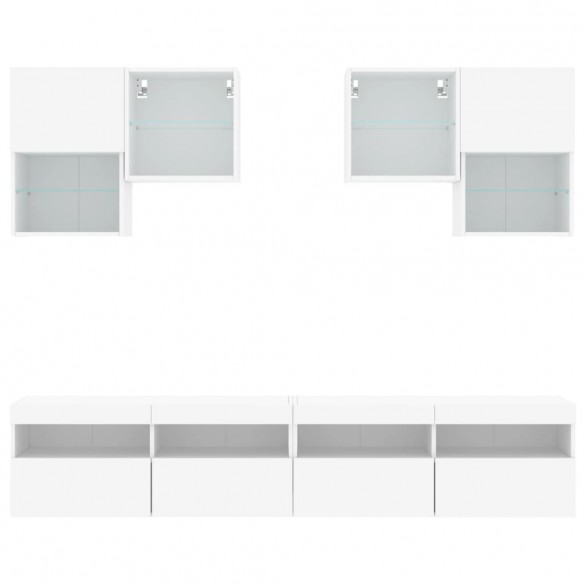 Ensemble de meubles TV muraux 6 pcs avec lumières LED blanc