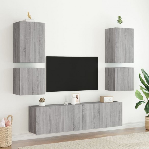 Meubles TV muraux 2pcs sonoma gris 40,5x30x40cm bois ingénierie