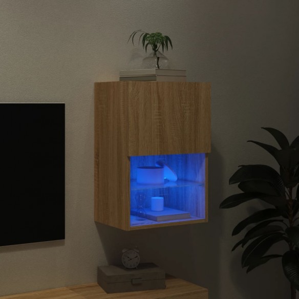 Meuble TV avec lumières LED chêne sonoma 40,5x30x60 cm