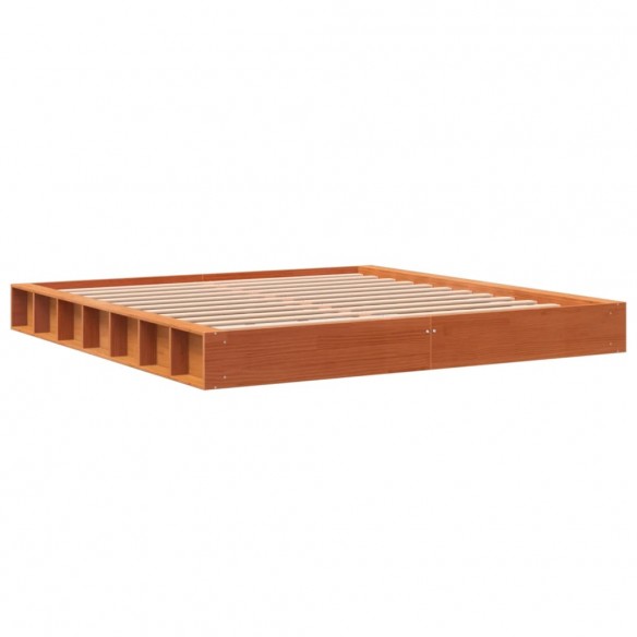 Cadre de lit cire marron 200x200 cm bois de pin massif