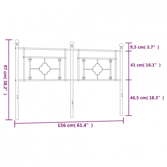 Tête de lit métal noir 150 cm