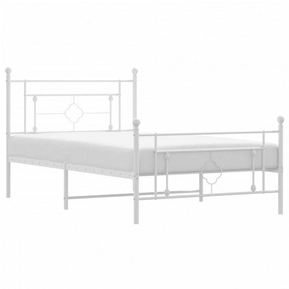 Cadre de lit métal avec tête de lit/pied de lit blanc 107x203cm