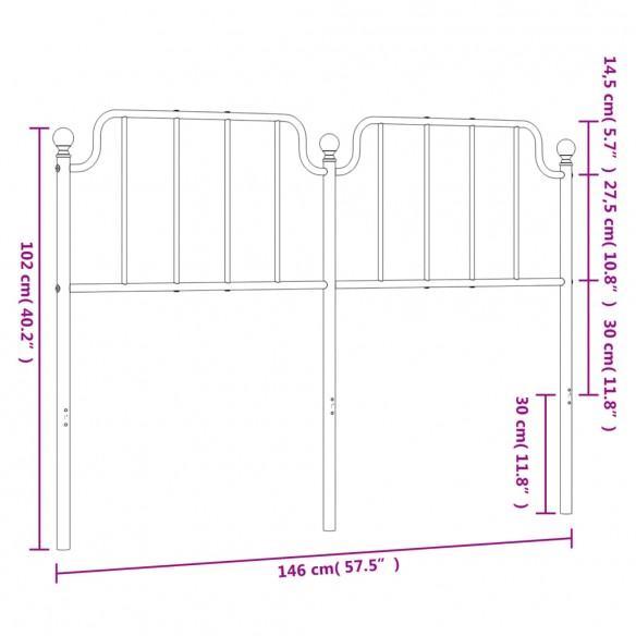 Tête de lit métal noir 140 cm