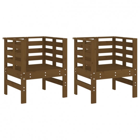 Chaises de jardin lot de 2 marron miel 61,5x53x71 cm pin massif