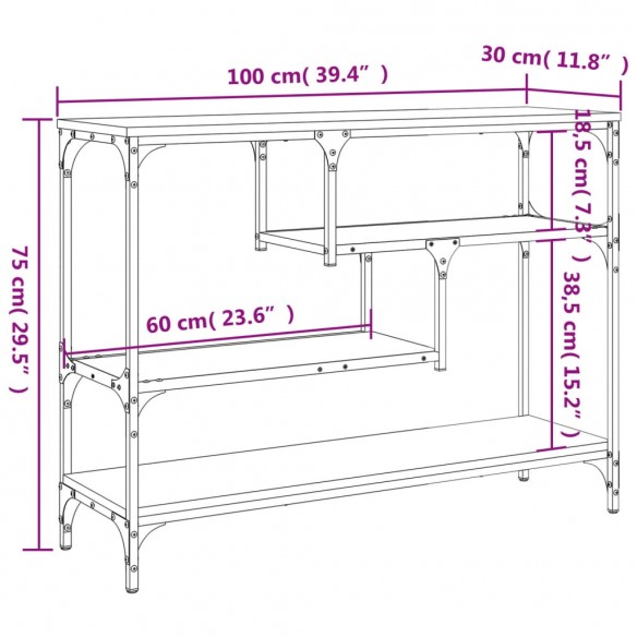 Table console chêne sonoma 100x30x75 cm bois d'ingénierie