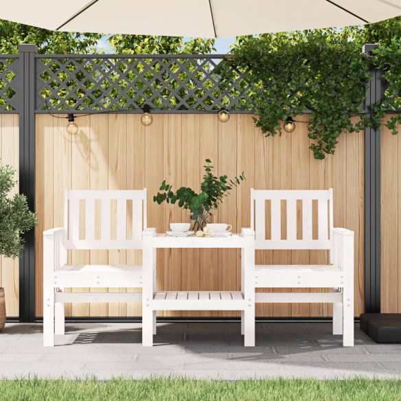 Banc de jardin avec table 2 places blanc bois massif de pin