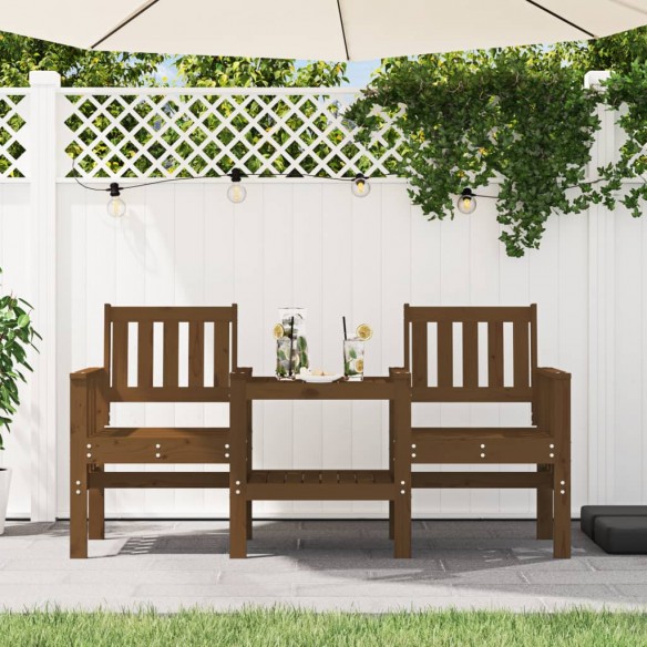 Banc de jardin avec table 2 places brun miel bois massif de pin