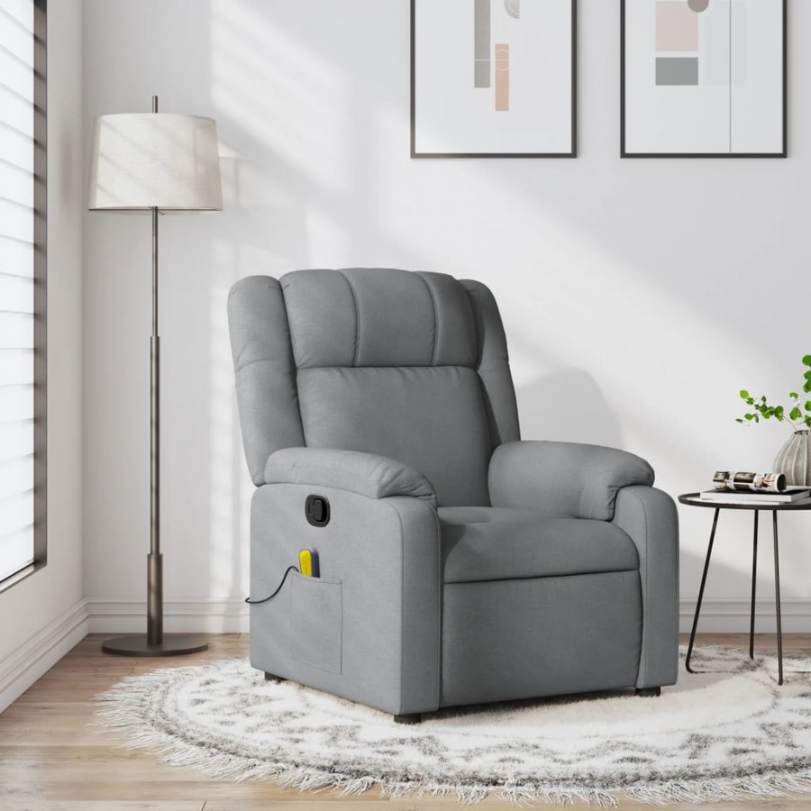 Fauteuil de massage inclinable Gris clair Tissu