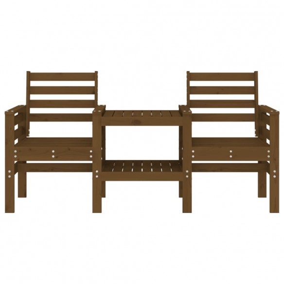 Banc de jardin avec table 2 places brun miel bois massif de pin