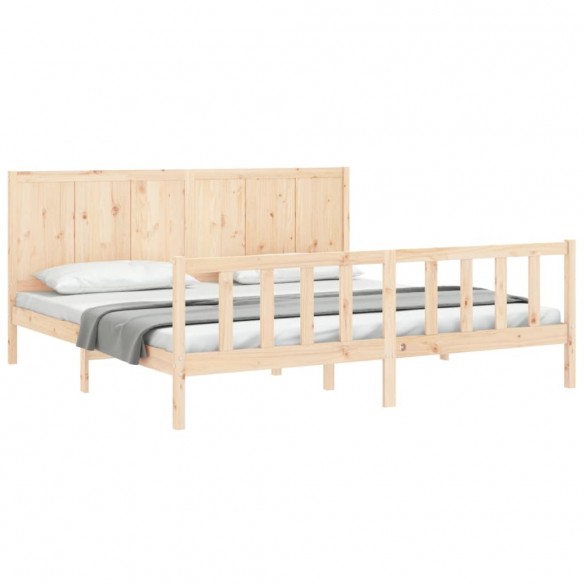Cadre de lit avec tête de lit Super King Size bois massif