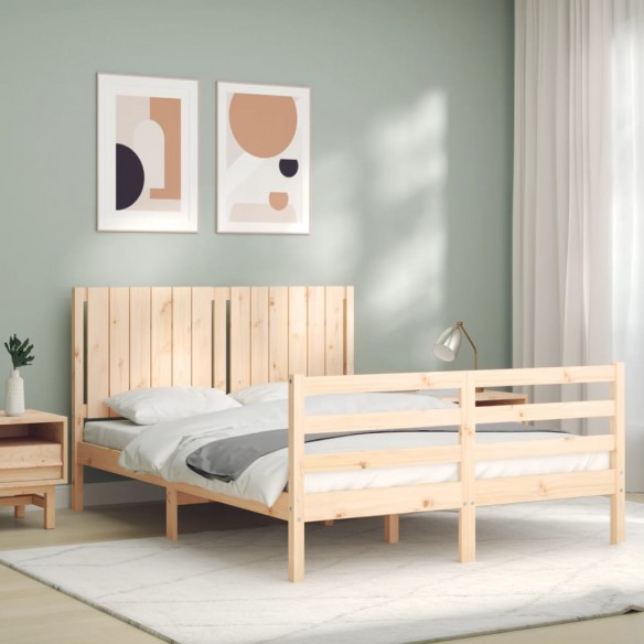 Cadre de lit avec tête de lit 140x190 cm bois massif