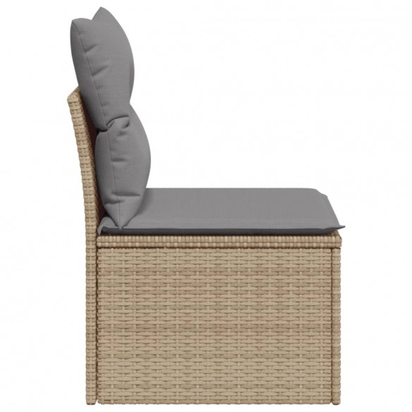 Canapé de jardin sans accoudoirs coussins beige résine tressée