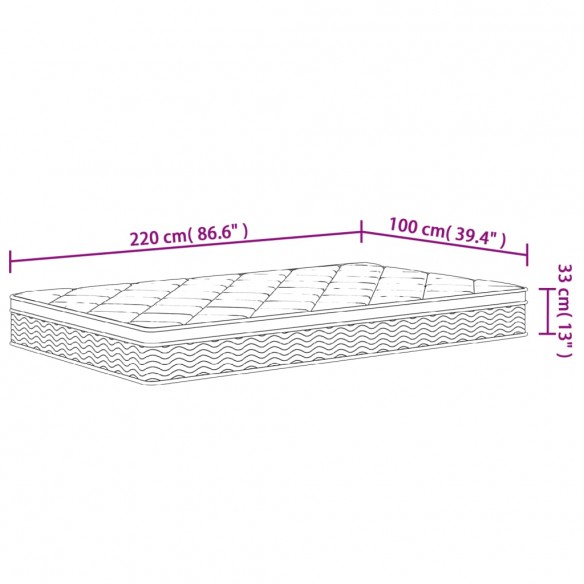 Matelas à ressorts ensachés moyen plus 100x220 cm