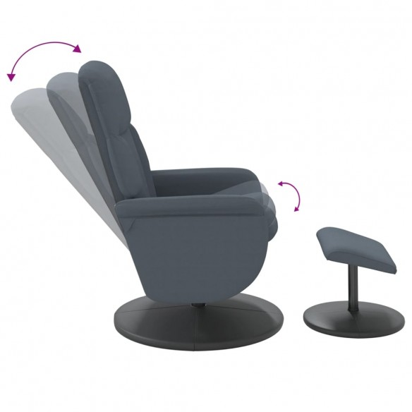 Fauteuil inclinable avec repose-pied gris foncé velours