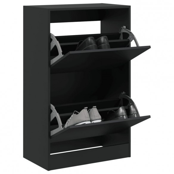 Armoire à chaussures noir 60x34x96,5 cm bois d'ingénierie