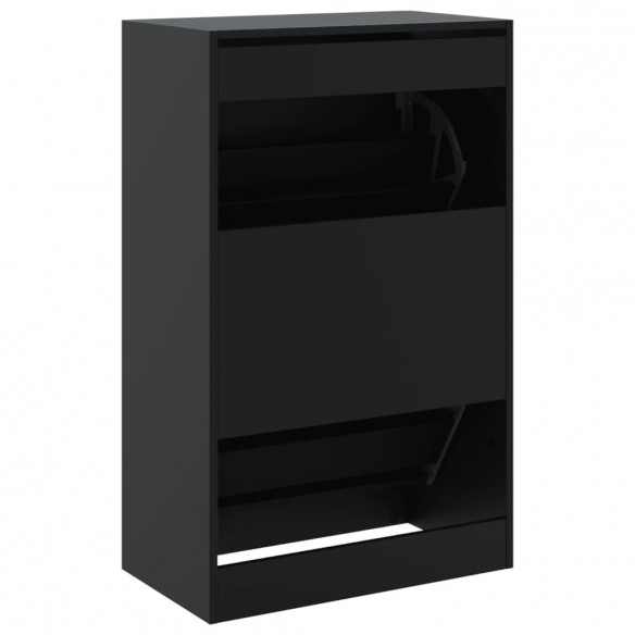 Armoire à chaussures noir 60x34x96,5 cm bois d'ingénierie