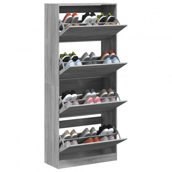 Armoire à chaussures 4 tiroirs rabattables sonoma gris