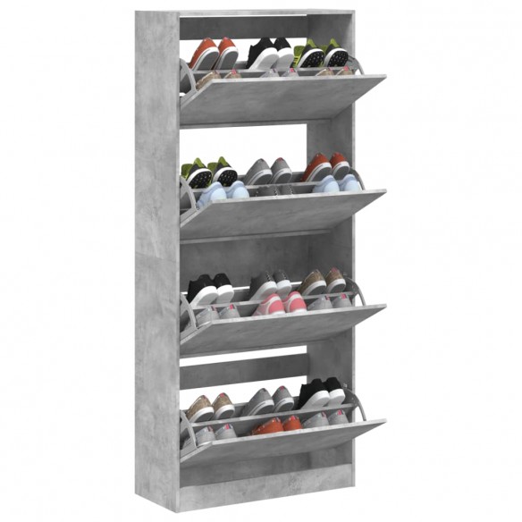 Armoire à chaussures 4 tiroirs rabattables gris béton