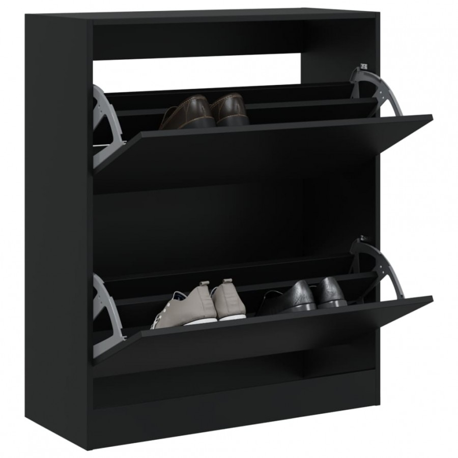 Armoire à chaussures noir 80x34x96,5 cm bois d'ingénierie