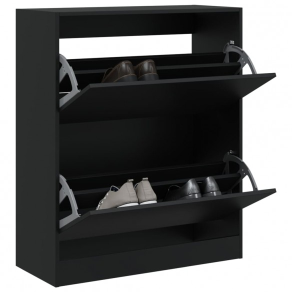 Armoire à chaussures noir 80x34x96,5 cm bois d'ingénierie
