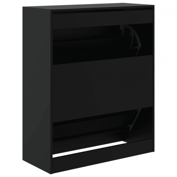 Armoire à chaussures noir 80x34x96,5 cm bois d'ingénierie