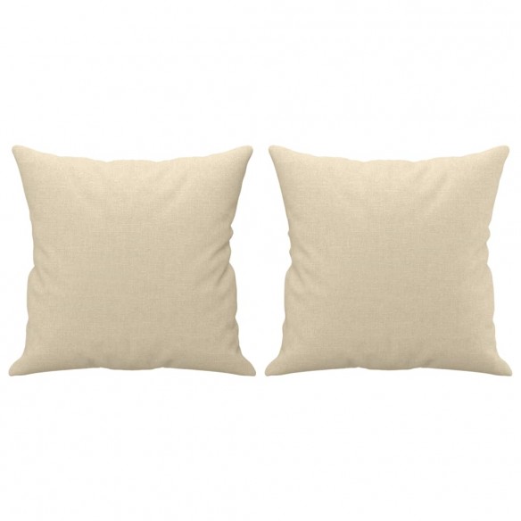 Canapé 2 places avec oreillers décoratifs crème 140 cm tissu