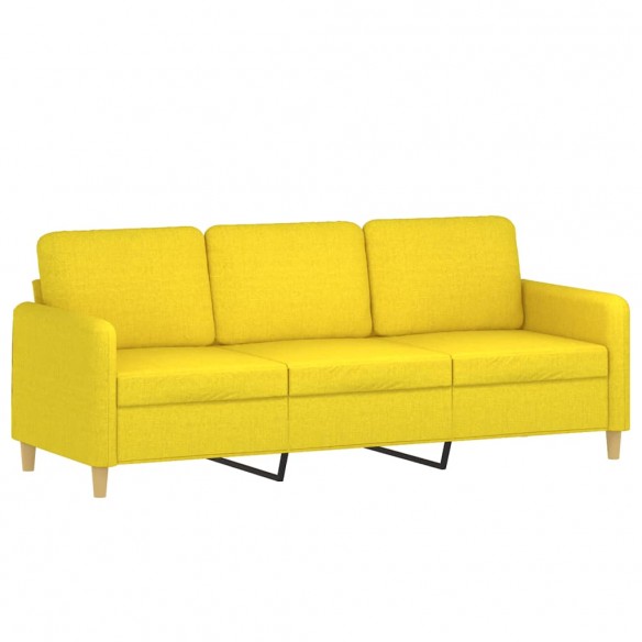 Ensemble de canapés 2 pcs avec coussins Jaune clair Tissu