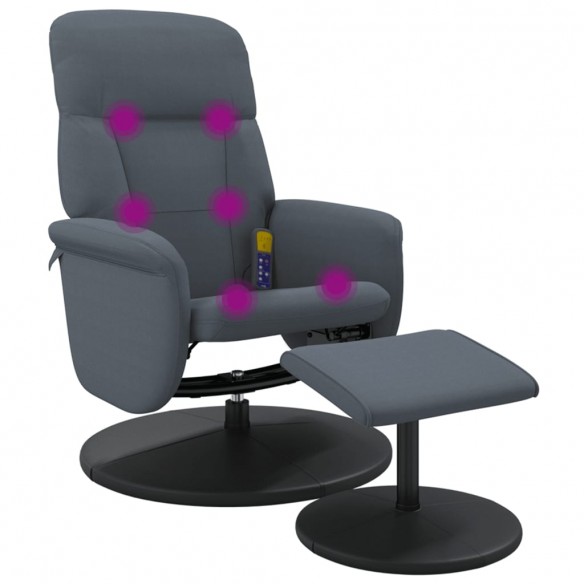 Fauteuil de massage inclinable repose-pied gris foncé velours