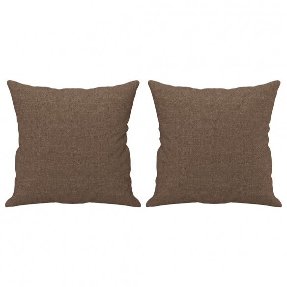 Ensemble de canapés 2 pcs avec coussins marron tissu