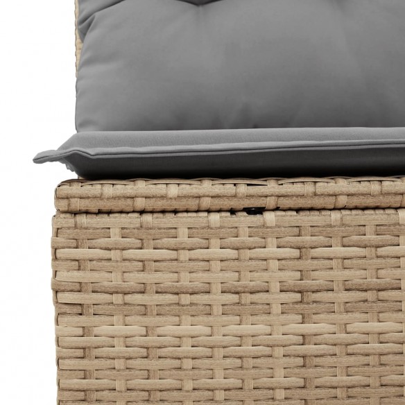 Canapé de jardin sans accoudoirs coussins beige résine tressée