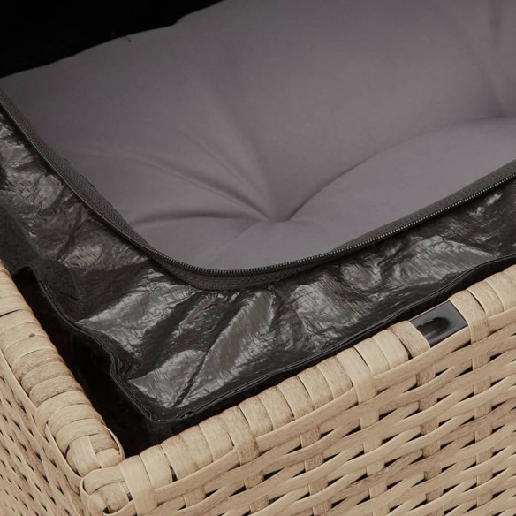 Canapé de jardin sans accoudoirs coussins beige résine tressée