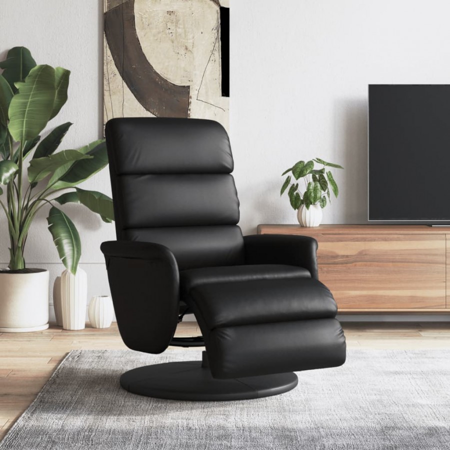 Fauteuil inclinable avec repose-pieds noir similicuir