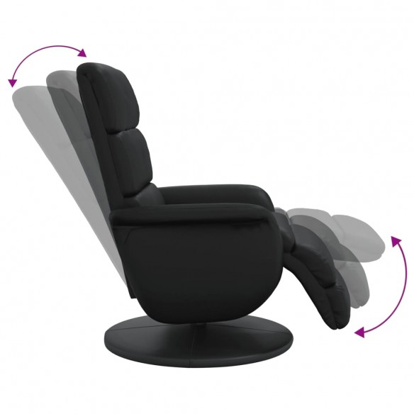 Fauteuil inclinable avec repose-pieds noir similicuir