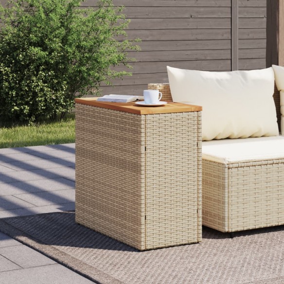 Table d'appoint de jardin dessus en bois beige 58x27,5x55 cm